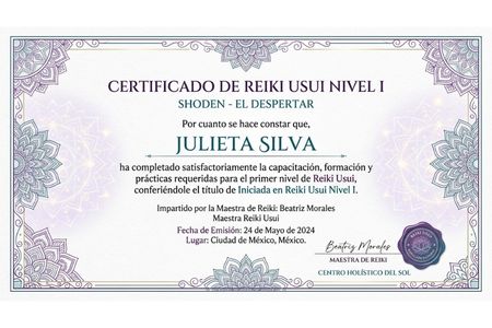 Certificado Reiki Nivel I