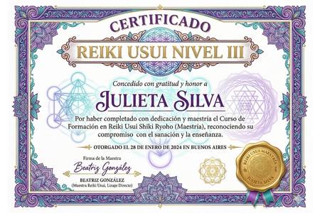Certificado Reiki Nivel III